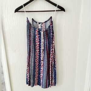 Forever 21 Striped Floral Print Sleeveless Flowy Mini Dress